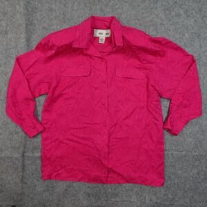 Vintage Louise Paris Top Womens‎ Small Silk Artsy Paisley Pink Shoulder Pads